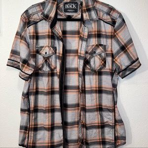 Buckle Black Mens Short Sleeve Button Down Shirt